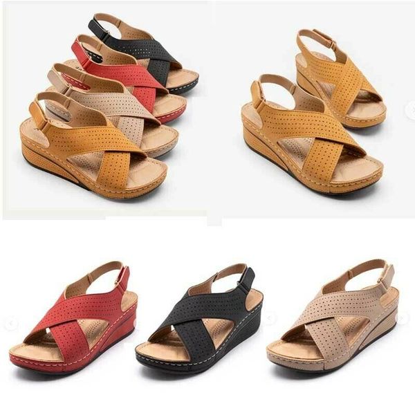 sandals ladies womens mid wedge heel slip on summer walking casual shoes size, Black 
sandals ladies womens mid wedge heel slip on summer walking casual shoes size, Black