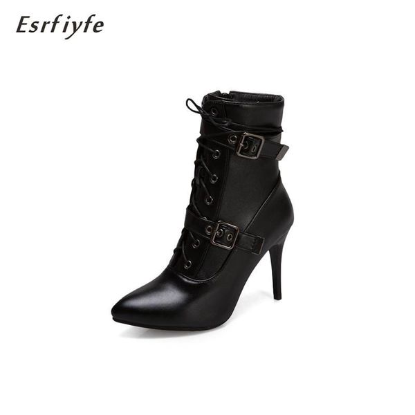 boots esrfiyfe women ankle pointed toe high heel shoes female stiletto two rows of buckles leahter, Black
boots esrfiyfe women ankle pointed toe high heel shoes female stiletto two rows of buckles leahter, Black