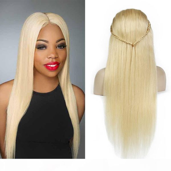 platinum blonde human hair wigs brazilian glueless lace front wigs 613# honey blonde full lace human hair wigs for black women, Black;brown