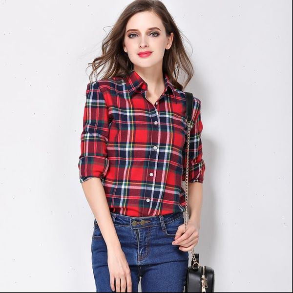 women shirt blouses plus size 2020 new spring flannel cotton long sleeve plaid casual female loose college style, White
women shirt blouses plus size 2020 new spring flannel cotton long sleeve plaid casual female loose college style, White