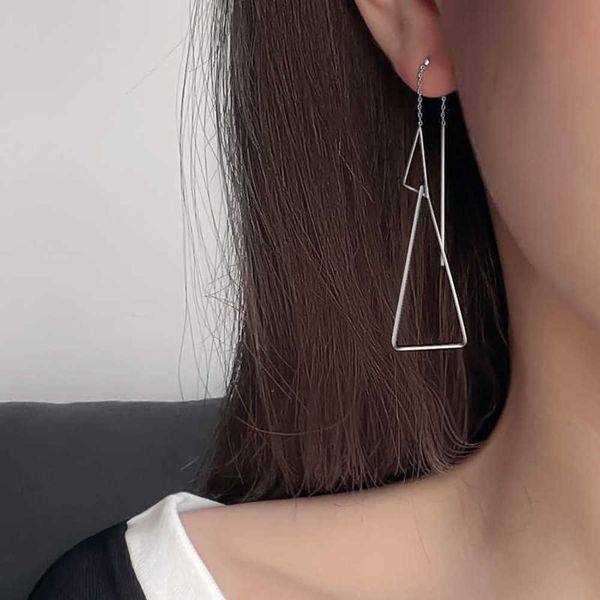 style 925 6 sterling sier earrings long fashion fringe triangle chain for women, Golden
style 925 6 sterling sier earrings long fashion fringe triangle chain for women, Golden
