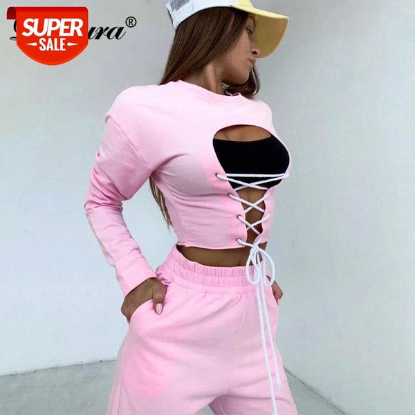 dulzura hollw out lace up women two piece set long sleeve cross sweatshirt sweatpants jogger streetwear loungewear tracksuit #3d3a, White
dulzura hollw out lace up women two piece set long sleeve cross sweatshirt sweatpants jogger streetwear loungewear tracksuit #3d3a, White