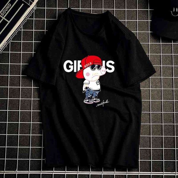 2021 new fashion brand net red pig print short t-shirt men's and women's trend cotton round neck half sleeve t-shirt, White;black
2021 new fashion brand net red pig print short t-shirt men's and women's trend cotton round neck half sleeve t-shirt, White;black