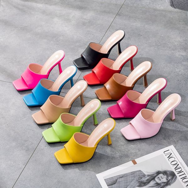 square toe women's shoes wine cup heel temperament fish mouth high-heeled shoese slippers, Black
square toe women's shoes wine cup heel temperament fish mouth high-heeled shoese slippers, Black