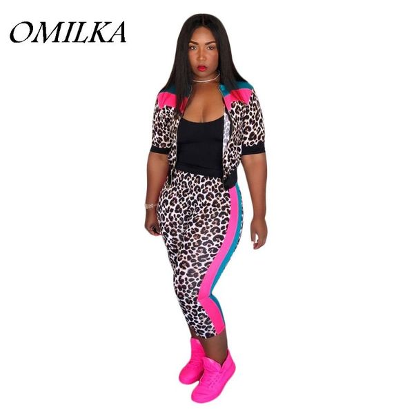 women's tracksuits omilka 2021 summer women half sleeve zipper leopard printed jacket and pant set patchwork club party 2 piece clothin, Gray
women's tracksuits omilka 2021 summer women half sleeve zipper leopard printed jacket and pant set patchwork club party 2 piece clothin, Gray