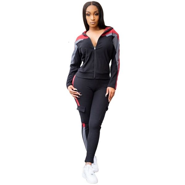 casual panelled women's clothing 2 piece defines zipper with hood and pants outfit new fall style lounge wear pockets together x81d, Gray
casual panelled women's clothing 2 piece defines zipper with hood and pants outfit new fall style lounge wear pockets together x81d, Gray