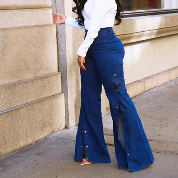 women's jeans wide leg high waist loose streetwear flare button personality pants trousers bell-bottom plus size, Blue
women's jeans wide leg high waist loose streetwear flare button personality pants trousers bell-bottom plus size, Blue