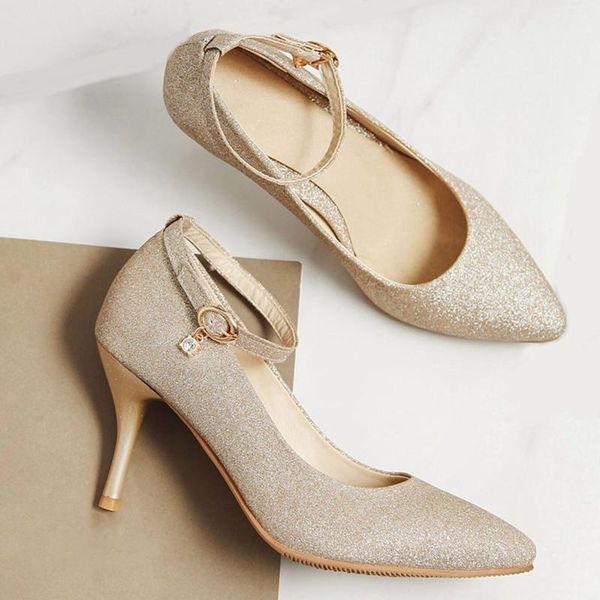 dress shoes women high heels plus size bling glitter stiletto heel pumps spring pointed toe ankle strap wedding ladies, Black
dress shoes women high heels plus size bling glitter stiletto heel pumps spring pointed toe ankle strap wedding ladies, Black