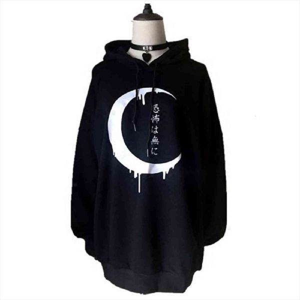 and gothic punk moon women hoodies long sleeve jumpers pullover print street wear sudadera mujer 2l25, Black 
and gothic punk moon women hoodies long sleeve jumpers pullover print street wear sudadera mujer 2l25, Black