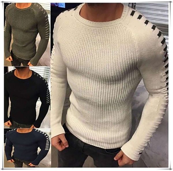 20212020 new autumn and winter men's slim long sleeve round neck sweater top, White;black
20212020 new autumn and winter men's slim long sleeve round neck sweater top, White;black