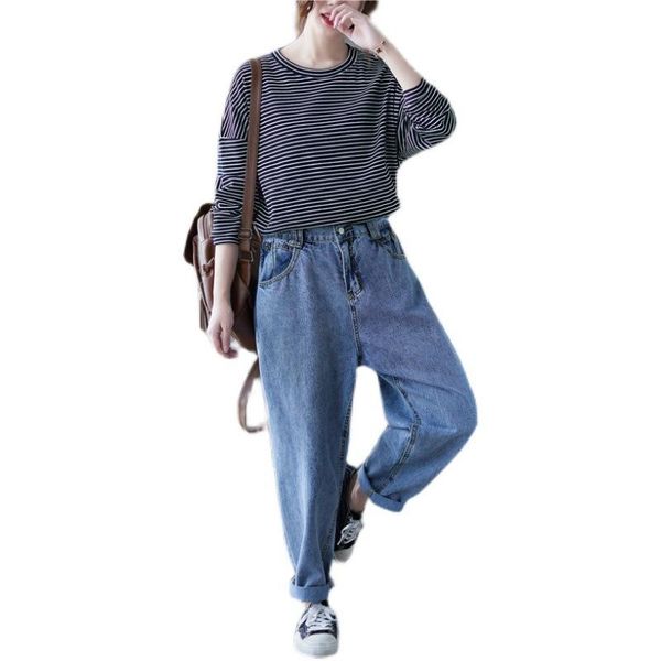 women's jeans 2021 autumn style korean fashion fat mm large size loose high waist thin literary retro harlan woman, Blue
women's jeans 2021 autumn style korean fashion fat mm large size loose high waist thin literary retro harlan woman, Blue