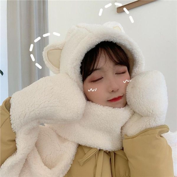 hats, scarves & gloves sets women fluffy plush warm 3 in 1 hooded scarf hat set cartoon cat ears winter windproof earflap cap pocket mittens, Blue;gray
hats, scarves & gloves sets women fluffy plush warm 3 in 1 hooded scarf hat set cartoon cat ears winter windproof earflap cap pocket mittens, Blue;gray