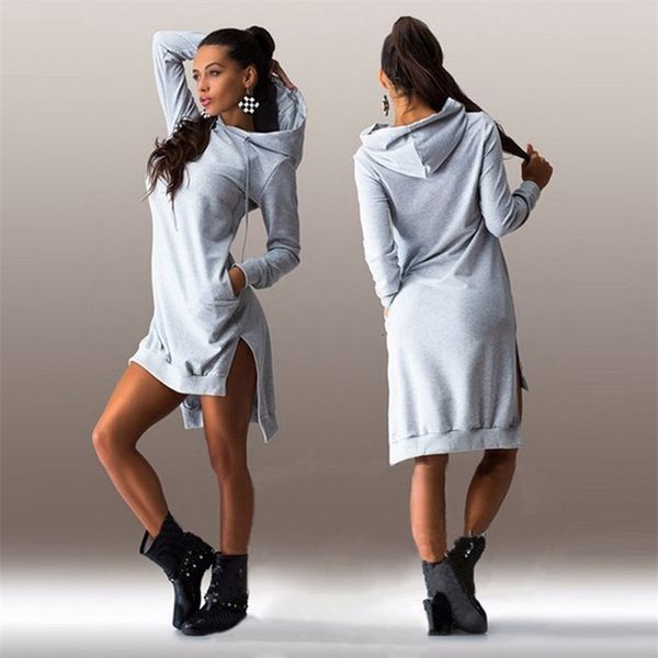 two piece dress european and american fashion autumn winter women's grey hoodie long sleeve wide loose fork short grsq, White
two piece dress european and american fashion autumn winter women's grey hoodie long sleeve wide loose fork short grsq, White