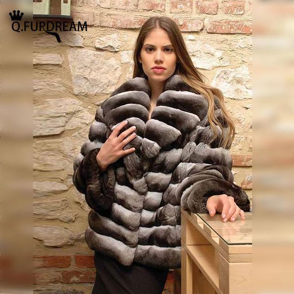 women's fur & faux q.furdream woman lapel collar real rex loose coat chinchilla color fashion outerwear warm winter jacket, Black
women's fur & faux q.furdream woman lapel collar real rex loose coat chinchilla color fashion outerwear warm winter jacket, Black