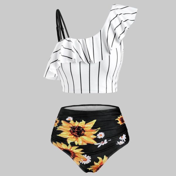 women's swimwear bikini swimsuit striped strappy ruffle sleeveless sling summer for women 2021 fashion casual maillot de bain, White;black
women's swimwear bikini swimsuit striped strappy ruffle sleeveless sling summer for women 2021 fashion casual maillot de bain, White;black