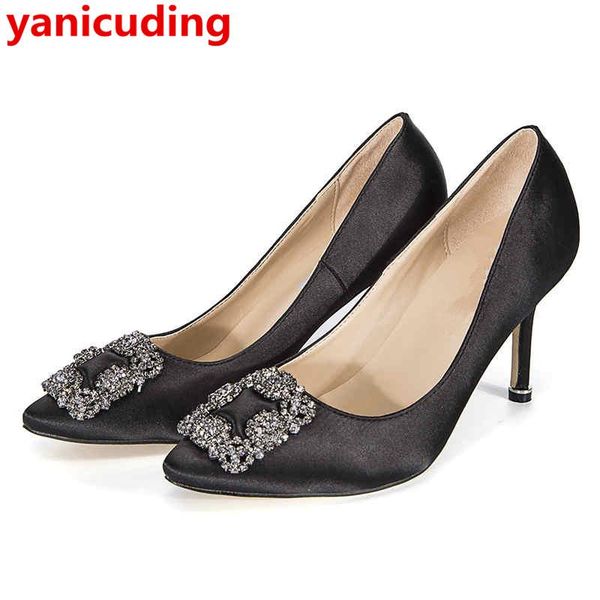 dress shoes yanicuding high thin heeled women luxury satin pumps bridal crystal embellished wedding bride lady, Black
dress shoes yanicuding high thin heeled women luxury satin pumps bridal crystal embellished wedding bride lady, Black