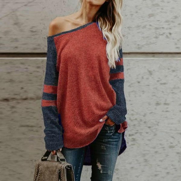 women's sweaters winter casual 2021 patchwork long sleeve female sweater loose fashion knitted pullovers for women, White;black
women's sweaters winter casual 2021 patchwork long sleeve female sweater loose fashion knitted pullovers for women, White;black