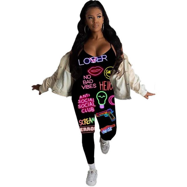 women's jumpsuits & rompers 2021 fashion women reduction of age hip hop style sleeveless condole belt printed long pants, Black;white
women's jumpsuits & rompers 2021 fashion women reduction of age hip hop style sleeveless condole belt printed long pants, Black;white