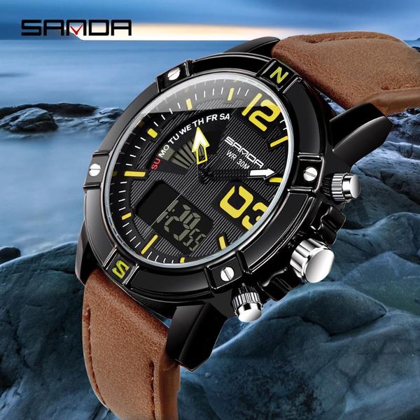 wristwatches men's waterproof electronic watches sanda 773 brand men leather sports quartz led digital clock 2021, Slivery;brown
wristwatches men's waterproof electronic watches sanda 773 brand men leather sports quartz led digital clock 2021, Slivery;brown