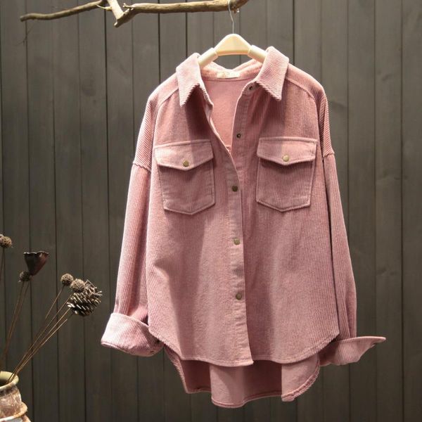 women's blouses & shirts 2021 spring autumn women elegant corduroy pockets blouse office ladies retro button solid long sleeve outwear, White
women's blouses & shirts 2021 spring autumn women elegant corduroy pockets blouse office ladies retro button solid long sleeve outwear, White