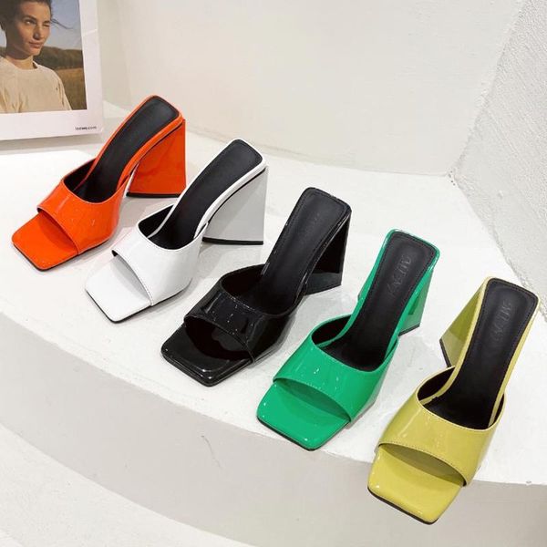 slippers shiny strange high heels modern women 2021 summer shoes woman pumps sandalias square toe patent leather candy slides, Black
slippers shiny strange high heels modern women 2021 summer shoes woman pumps sandalias square toe patent leather candy slides, Black