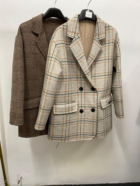 women's wool & blends double-sided nylon coat korean version of the plaid loose small blazer jacket 2021 autumn winter mid-length blous, Black
women's wool & blends double-sided nylon coat korean version of the plaid loose small blazer jacket 2021 autumn winter mid-length blous, Black
