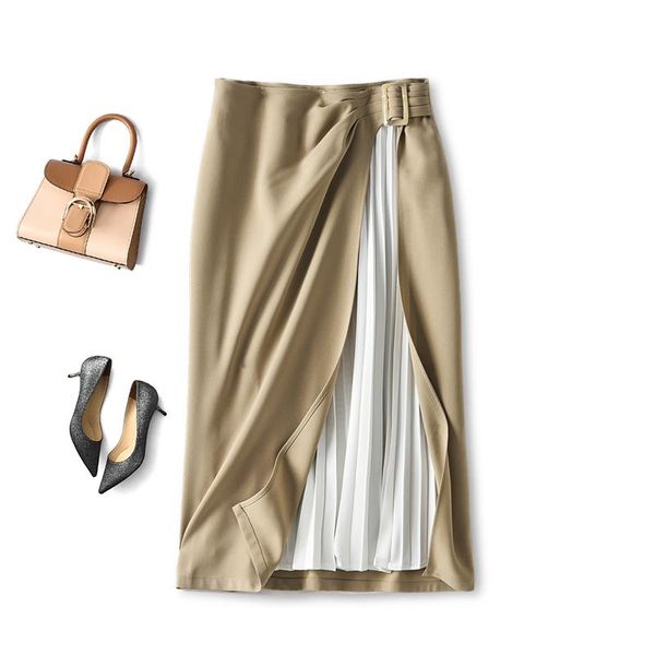skirts shuchan high fashion long skirt patchwork woven a-line sashes lace-up office lady summer 2021 mid-calf folds, Black
skirts shuchan high fashion long skirt patchwork woven a-line sashes lace-up office lady summer 2021 mid-calf folds, Black