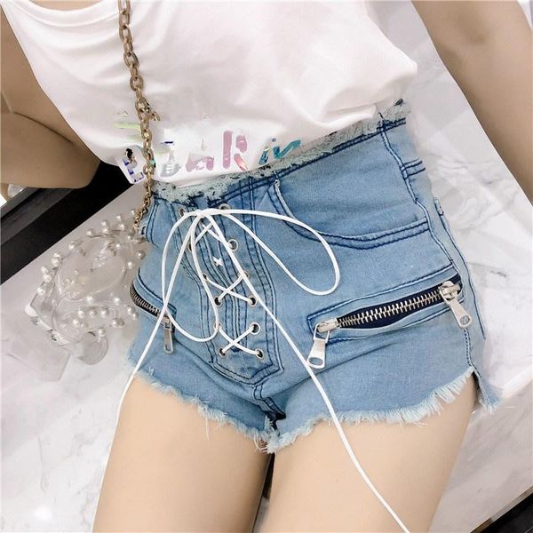 women's shorts summer zipper high waist female solid lace up korean denim drawstring jeans, White;black
women's shorts summer zipper high waist female solid lace up korean denim drawstring jeans, White;black