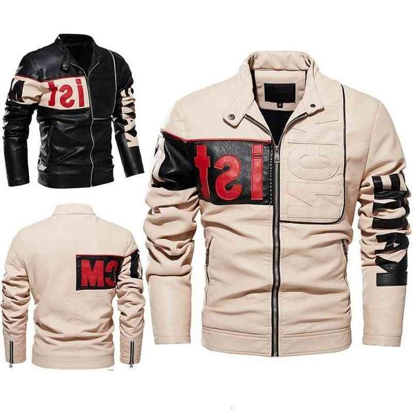 men's military bomber jackets 2021 men vintage slim biker leather jacket male fashion letter patchwork fleece pu motorcycle coat, Black;brown
men's military bomber jackets 2021 men vintage slim biker leather jacket male fashion letter patchwork fleece pu motorcycle coat, Black;brown