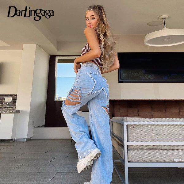 women's jeans darlingaga streetwear ripped hole straight baggy women fashion high waist pants patchwork denim trousers harajuku jean, Blue
women's jeans darlingaga streetwear ripped hole straight baggy women fashion high waist pants patchwork denim trousers harajuku jean, Blue