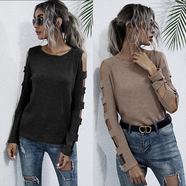 autumn hollow long sleeve womens sweaters knitted solid color slim fit bottoming straplesss o neck pullover, White;black
autumn hollow long sleeve womens sweaters knitted solid color slim fit bottoming straplesss o neck pullover, White;black