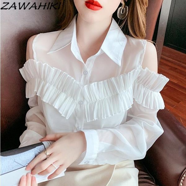women's blouses & shirts zawahiki korean elegant fashion chiffon shirt women summer off shoulder long sleeve edible tree thin sun pro, White
women's blouses & shirts zawahiki korean elegant fashion chiffon shirt women summer off shoulder long sleeve edible tree thin sun pro, White