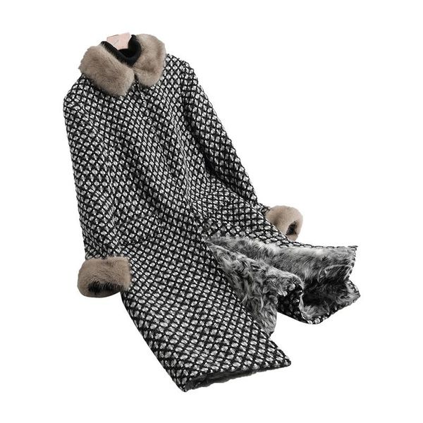 women's fur & faux jacket winter autumn women clothes real coat wool lamb lining mink collar korean slim long zt624, Black
women's fur & faux jacket winter autumn women clothes real coat wool lamb lining mink collar korean slim long zt624, Black