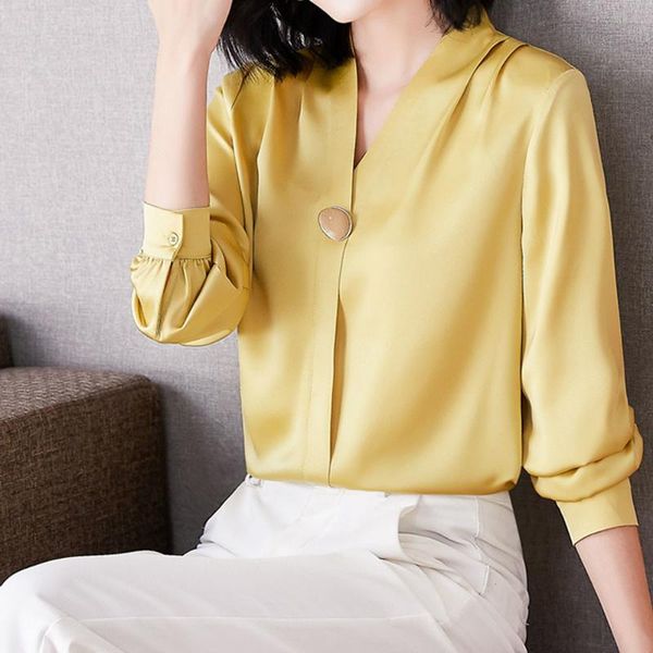 women's blouses & shirts 2021 mulberry silk satin high-end blouse long-sleeved v-neck solid color women soft and comfortable shirt, White
women's blouses & shirts 2021 mulberry silk satin high-end blouse long-sleeved v-neck solid color women soft and comfortable shirt, White