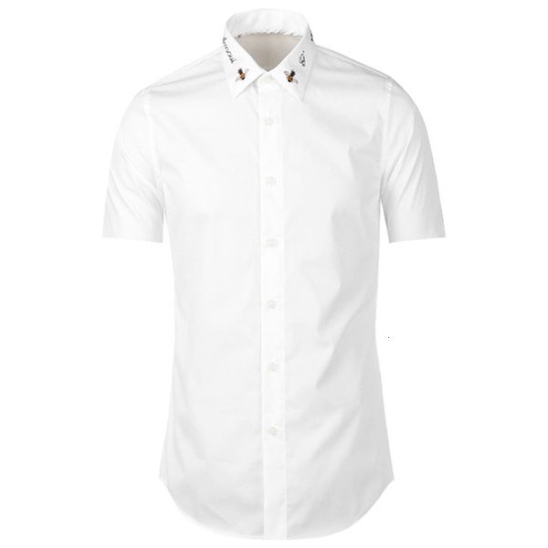 men's casual shirts short sleeve shirt, classic cotton bee embroidery, luxury, a532021, White;black
men's casual shirts short sleeve shirt, classic cotton bee embroidery, luxury, a532021, White;black