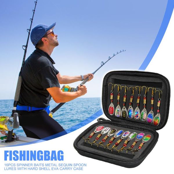 fishing accessories 16pcs spinner composite baits hooks durable metal sequin lures with black hard shell eva carrying storage cases
fishing accessories 16pcs spinner composite baits hooks durable metal sequin lures with black hard shell eva carrying storage cases