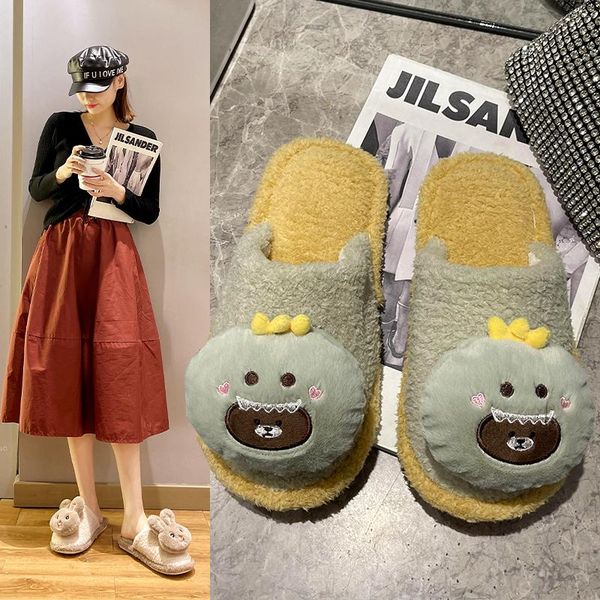 slippers cute cartoon indoor soft fluffy stuffed 2021 autumn and winter keep warm rubber sole short plush flip flop solid, Black 
slippers cute cartoon indoor soft fluffy stuffed 2021 autumn and winter keep warm rubber sole short plush flip flop solid, Black