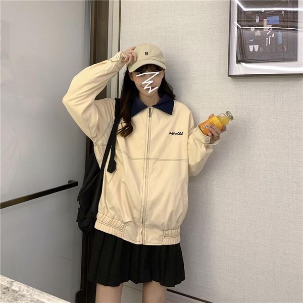 women's jackets spring autumn casual style pockets letter chi clothing turn-down collar zipper womens and coats, Black;brown
women's jackets spring autumn casual style pockets letter chi clothing turn-down collar zipper womens and coats, Black;brown