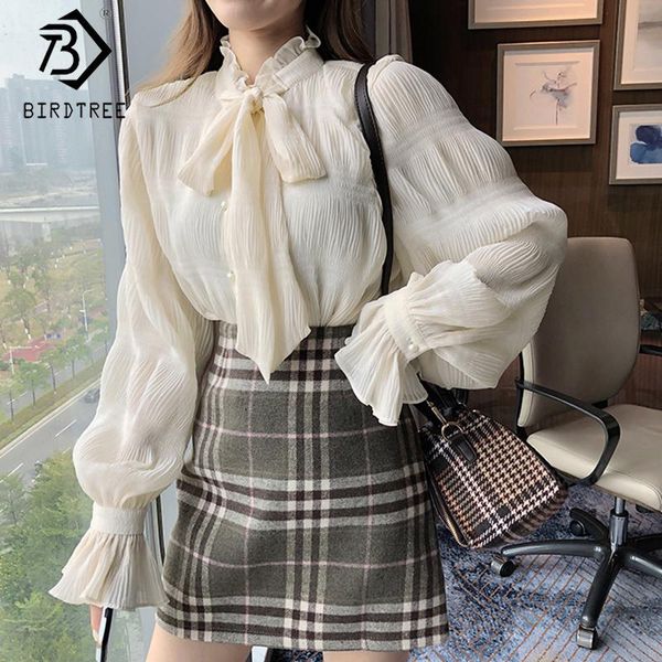 women's blouses & shirts women chiffon blouse shirt flare sleeve o-neck bow pleated ladies fashion office lady 2021 spring solid t0133, White
women's blouses & shirts women chiffon blouse shirt flare sleeve o-neck bow pleated ladies fashion office lady 2021 spring solid t0133, White