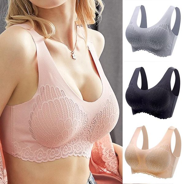 4xl thai latex seamless bra push up -proof pad lingerie bralette women underwear female intimate sports vest, Red;black