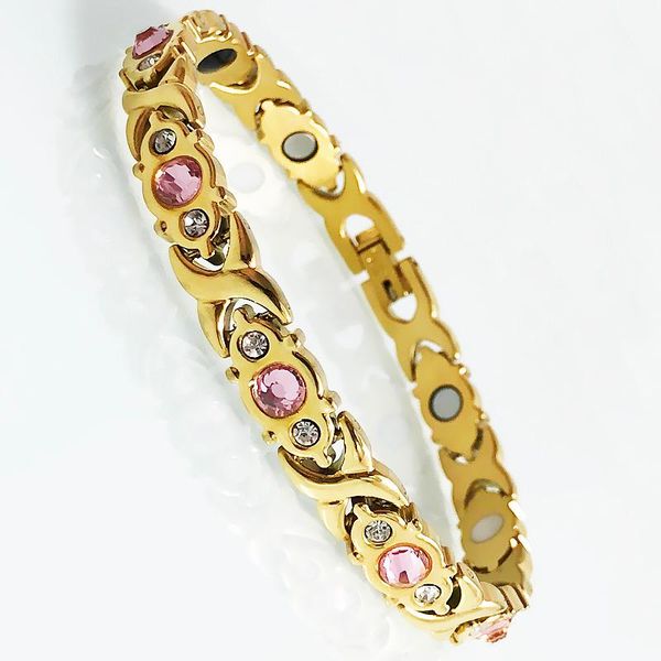 link, chain women's luxury gold color stainless steel bracelet germanium health care bio magnetic wristband female crystals inlaid jewe, Black
link, chain women's luxury gold color stainless steel bracelet germanium health care bio magnetic wristband female crystals inlaid jewe, Black