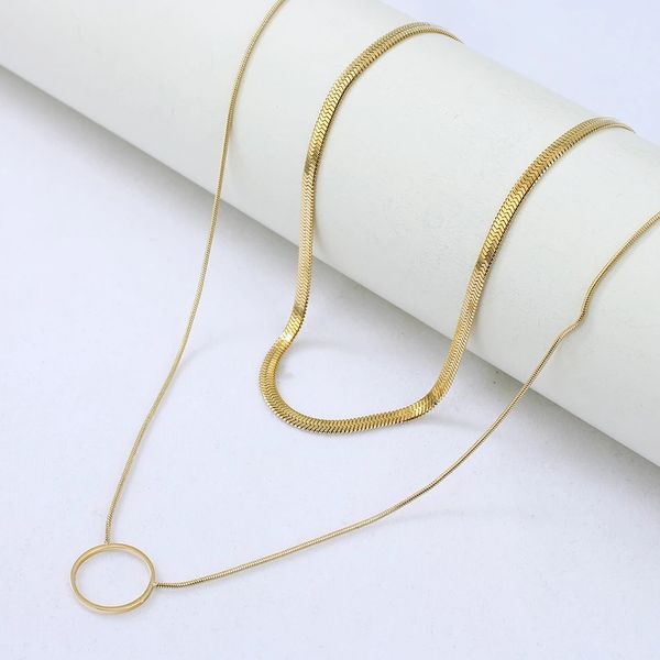 geometric circle double layer choker necklaces for women 14k stainless steel chains necklace collier femme girls party gifts, Golden;silver
geometric circle double layer choker necklaces for women 14k stainless steel chains necklace collier femme girls party gifts, Golden;silver