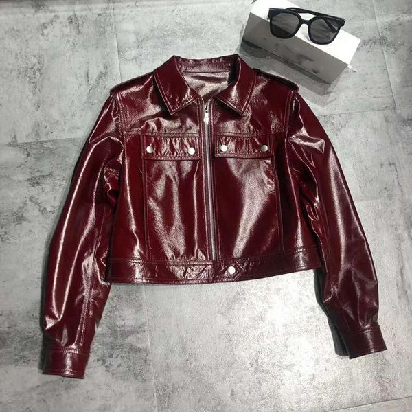 women's leather & faux paint women coat spring jacket 2021 brand wine red color short style fashion female parka real sheepskin, Black
women's leather & faux paint women coat spring jacket 2021 brand wine red color short style fashion female parka real sheepskin, Black