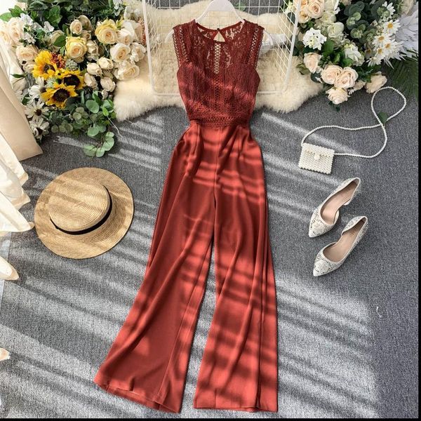 new beach full length lace hollow out o neck tank jumpsuit summer women slim wide legged playsuit holiday romper, Black;white
new beach full length lace hollow out o neck tank jumpsuit summer women slim wide legged playsuit holiday romper, Black;white