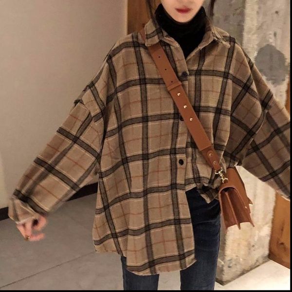 spring and women blouses autumn shirt korea original wool plaid loose oversized lapel long sleeve jacket for, White
spring and women blouses autumn shirt korea original wool plaid loose oversized lapel long sleeve jacket for, White
