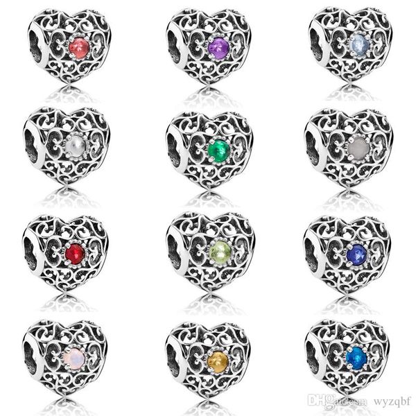 real 925 sterling silver openwork love heart charm month signature birthstone bead fit pandora bracelet bangle jewelry making gift, Black
real 925 sterling silver openwork love heart charm month signature birthstone bead fit pandora bracelet bangle jewelry making gift, Black