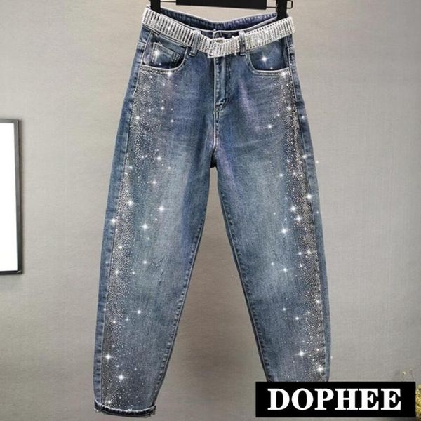 women's jeans rhinestone women 2021 spring fashion high waist loose harem pants plus size femme denim trousers, Blue
women's jeans rhinestone women 2021 spring fashion high waist loose harem pants plus size femme denim trousers, Blue