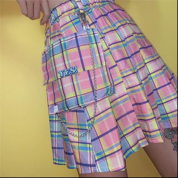 embroidery pocket rainbow striped plaid high waist pleated punk chain mini skirt korean harajuku gothic streetwear women, Black
embroidery pocket rainbow striped plaid high waist pleated punk chain mini skirt korean harajuku gothic streetwear women, Black