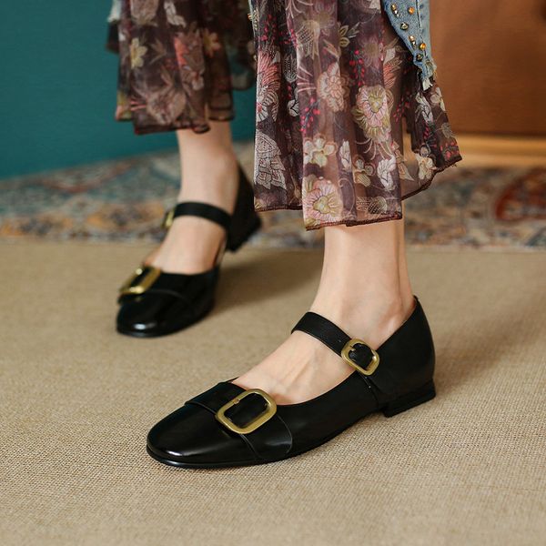 womens genuine leaher metal buckle spring new mary jane flats round toe mix color casual daily female footwear single shoes ress shoes, Black
womens genuine leaher metal buckle spring new mary jane flats round toe mix color casual daily female footwear single shoes ress shoes, Black