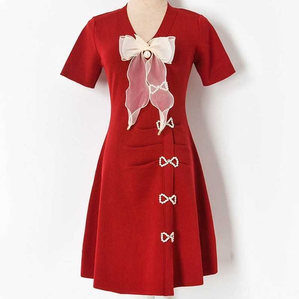 summer beading bow decoration female v-neck silm waist knit woman dress elegant sweet fresh dresses for women 210525, Black;gray
summer beading bow decoration female v-neck silm waist knit woman dress elegant sweet fresh dresses for women 210525, Black;gray